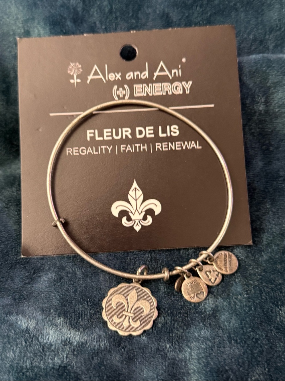 Alex and Ani Fluer De Lis Gold Tone Adjustable Bracelet NWT & Box